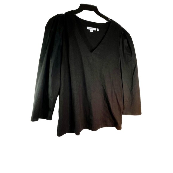 Chicos Silky feel sleeve black solid blouse Sleeve  1 Top M 6 8 - Picture 1 of 8